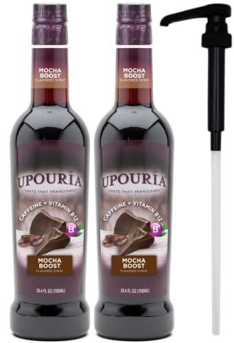 Upouria - Mocha Boost Syrup - 750 ml - 2-Pack with Pumps