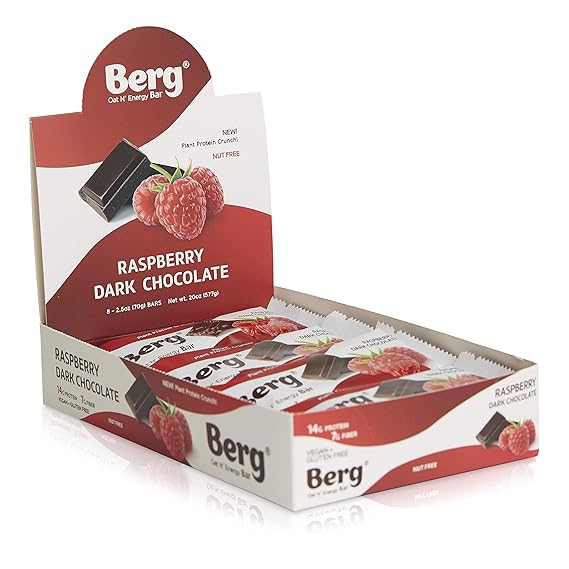 Berg Oat N' Energy Bar Peanut Butter Dark Chocolate, 2.5oz, 8-Pack