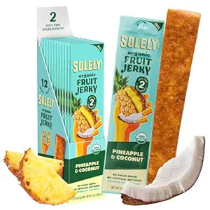 Solely Organic Fruit Jerky, Pineapple and Coconut, 12-Pack