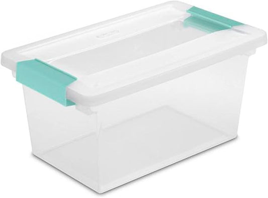 Sterilite 19628604 Medium Clip Clear Storage Box With Latched Lid - 11"L x 6-5/8"W x 5-3/8"H