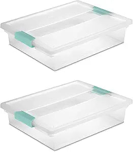 Sterilite 19638606 Large Clip Box, Clear with Blue Aquarium Latches