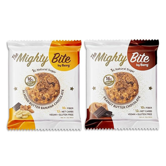 The Mighty Bite by Berg Variety, Almond Butter Banana Chocolate & Peanut Butter Chocolate 3oz, 1 each