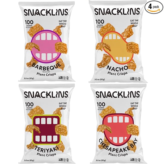 Snacklins 4-Flavor Pack, Barbeque, Nacho, Teriyaki, Chesapeake Bay, 3oz, 1-each