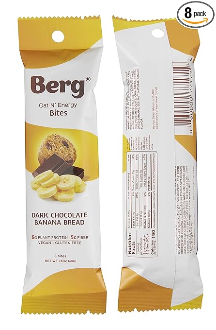 Berg Oat N' Energy Bites Dark Chocolate Banana Bread, 1.5oz, 8-Pack