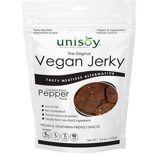 Unisoy Black Pepper Flavor Vegan Jerky (3.5 Ounce Bag)