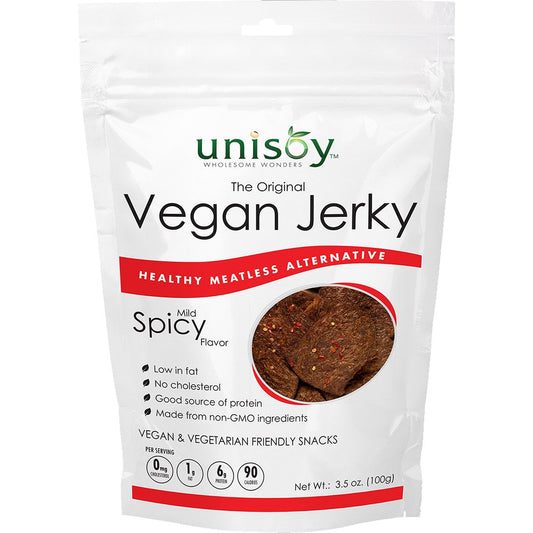 Unisoy Mild Spicy Flavored Vegan Jerky (3.5 Ounce Bag)